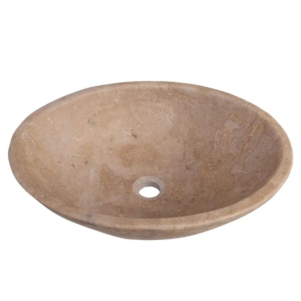 Oval Walnut Travertine Vessel Sink 16x20.5 Natural Stone