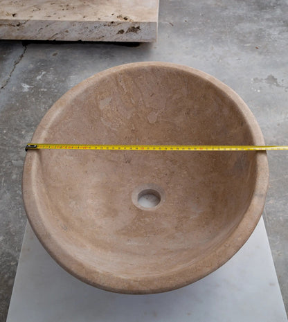 Oval Walnut Travertine Vessel Sink 16x20.5 Natural Stone
