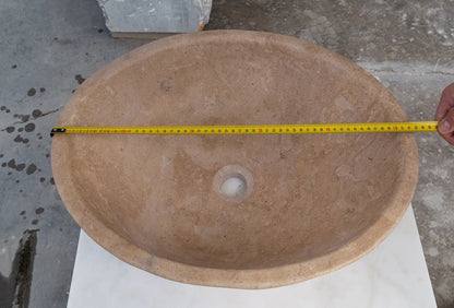 Oval Walnut Travertine Vessel Sink 16x20.5 Natural Stone