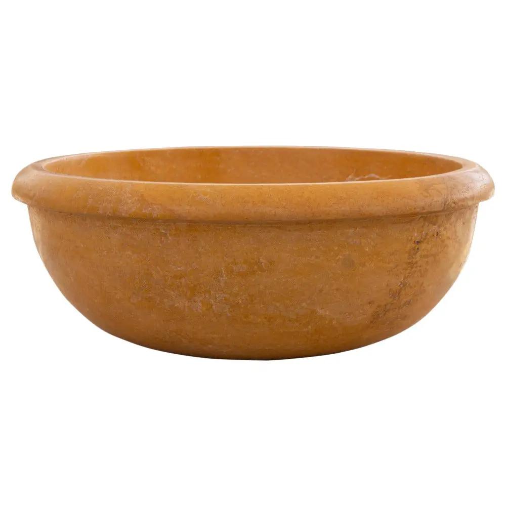 Round Gold Honed Travertine Vessel Sink 16 Inch Natural Bath