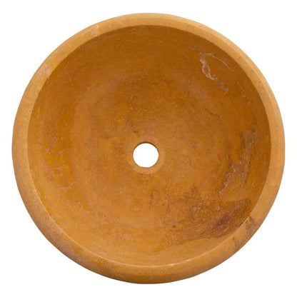 Round Gold Honed Travertine Vessel Sink 16 Inch Natural Bath