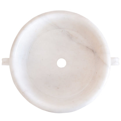 Natural Stone White Marble Vessel Sink Bowl Polished (D)17" (H)6"
