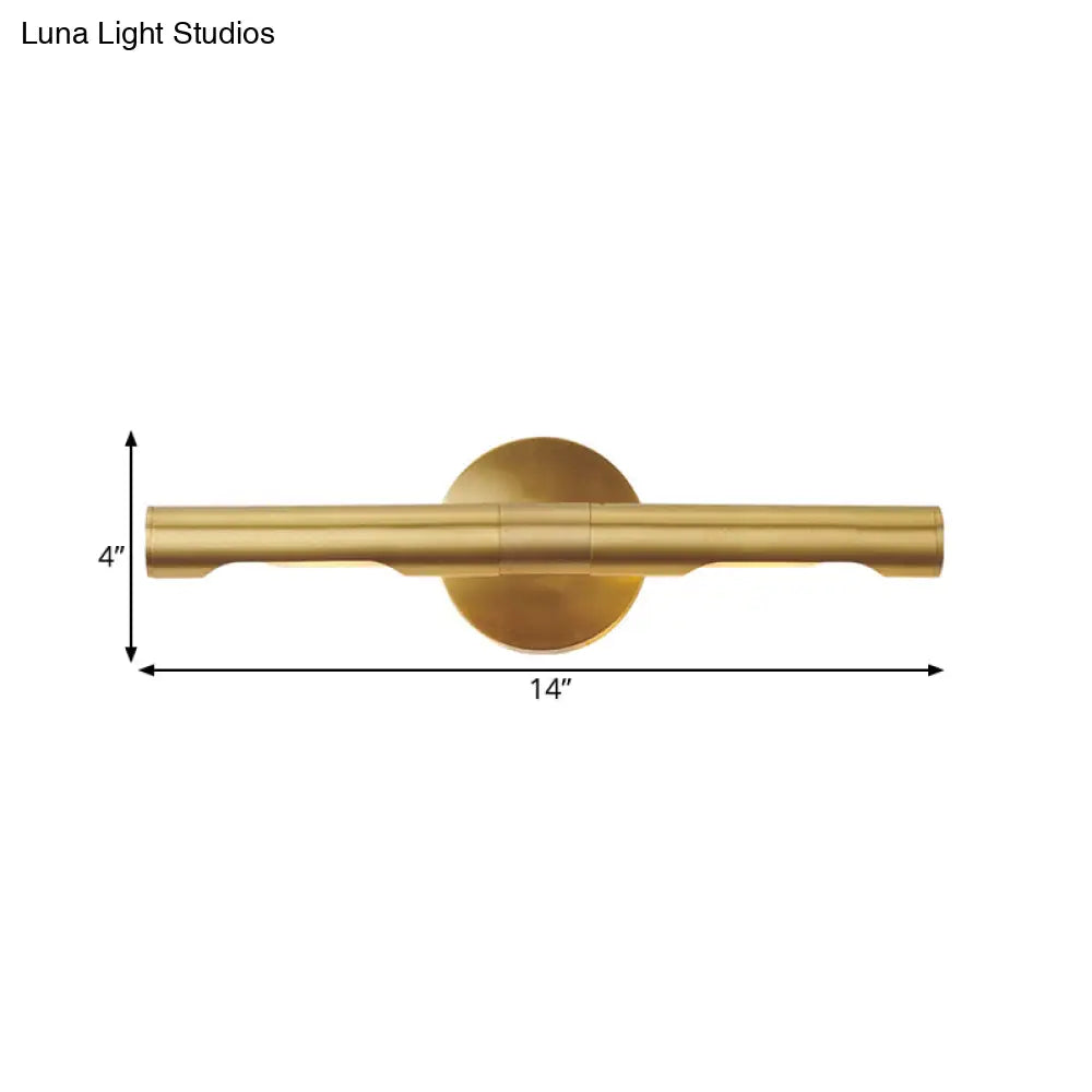 DecorBites™ Gold 2-Head Tube Vanity Light | Simple Metal Bathroom Wall Sconce
