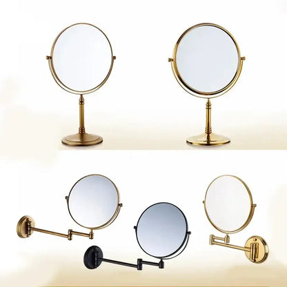 Gold and black adjustable wall mounted cosmetic mirror bathroom 1x 3x