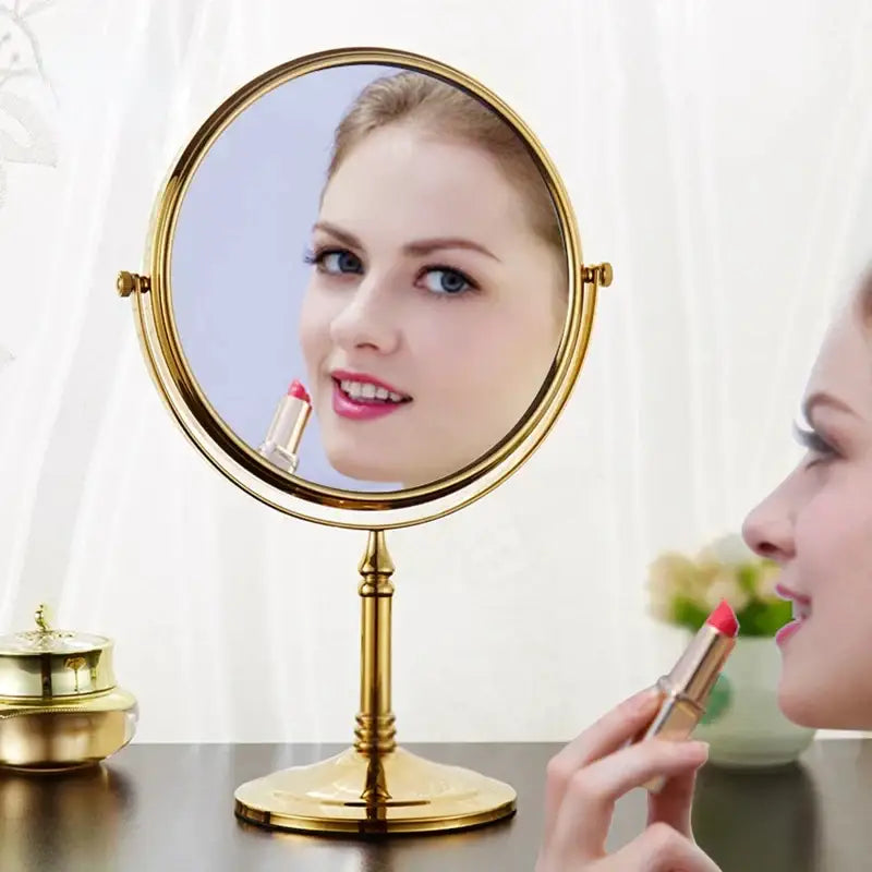 Gold and black adjustable wall mounted cosmetic mirror bathroom 1x 3x