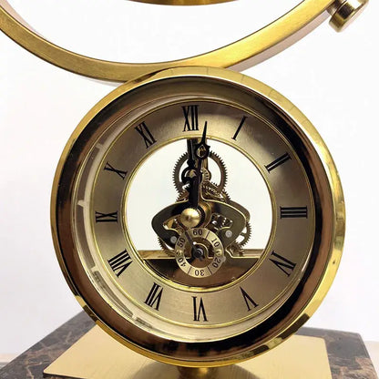 Gold and blue clock globe decoration living room marble base