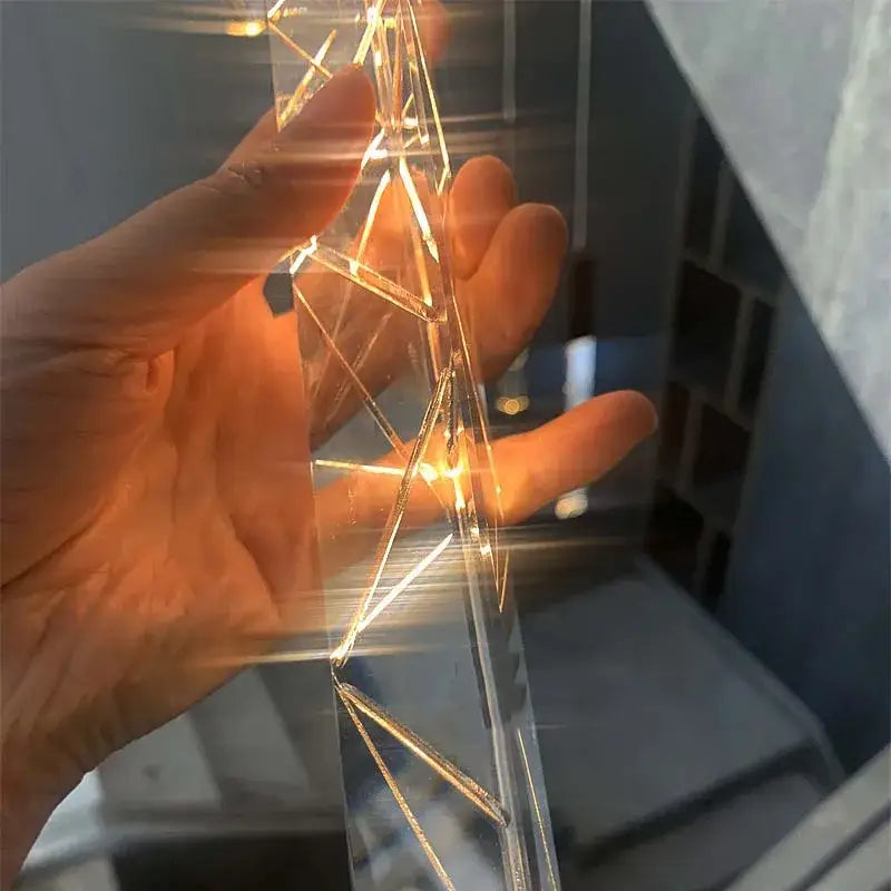 Gold and crystal led chandelier staircase living room light