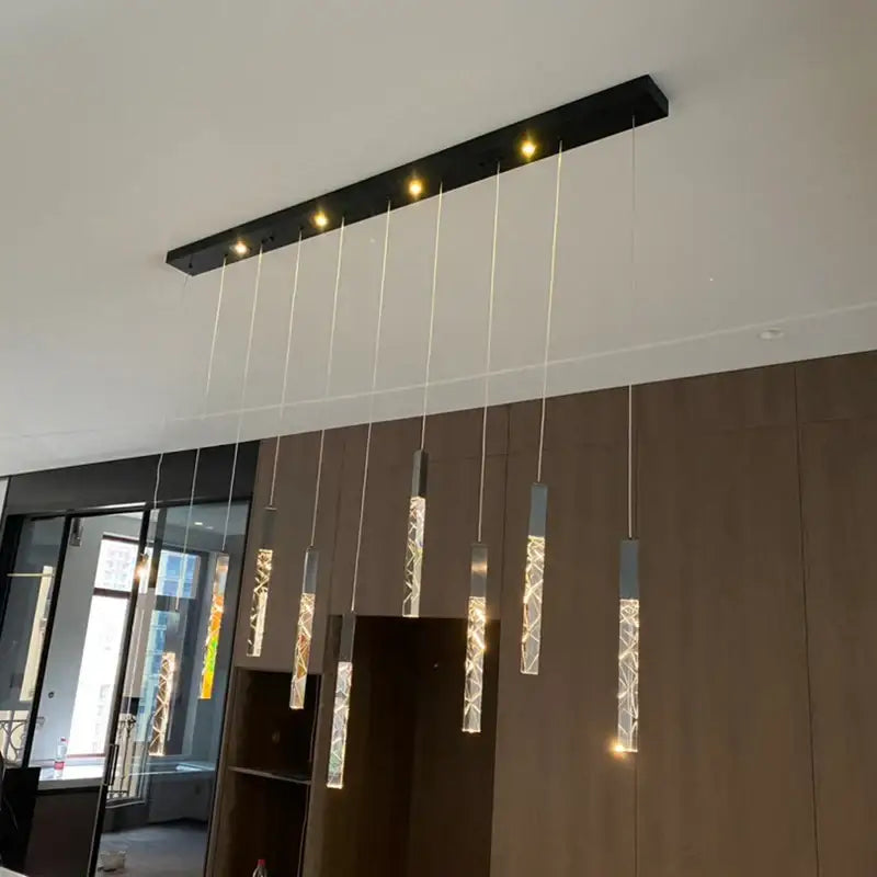 Gold and crystal led chandelier staircase living room light