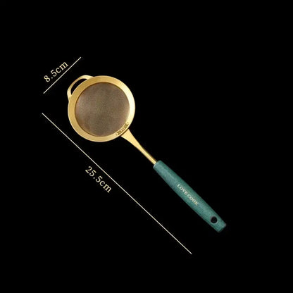 Gold and dark green colander juice strainer set kitchen utensils