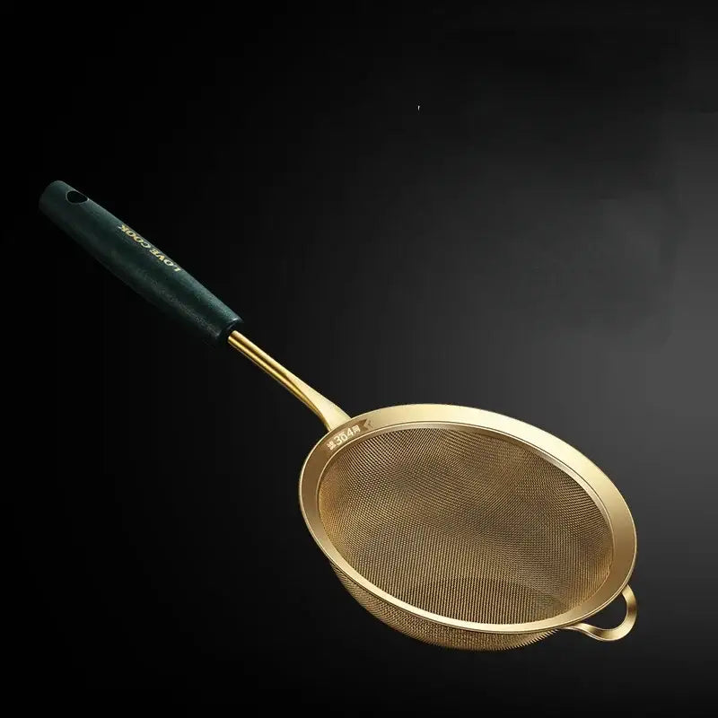 Gold and dark green colander juice strainer set kitchen utensils