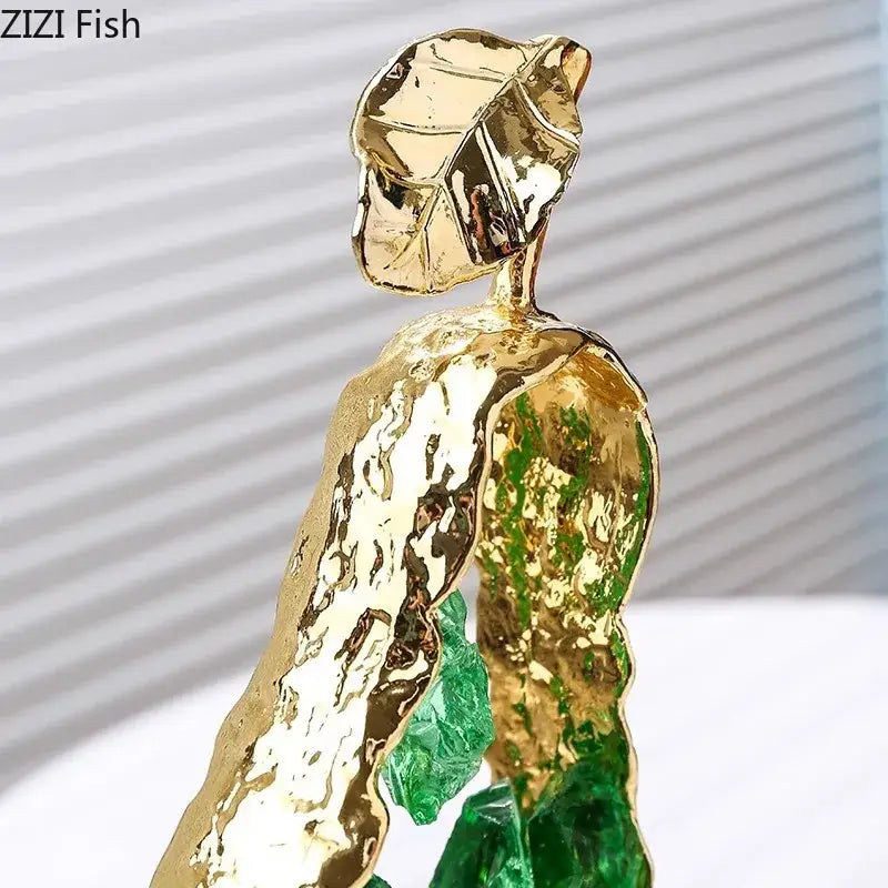 Gold and green crystal apple pear alloy ornaments living room decor