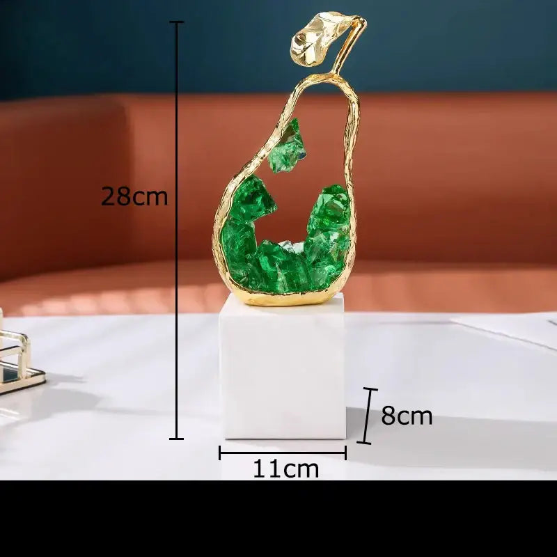 Gold and green crystal apple pear alloy ornaments living room decor
