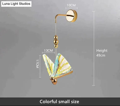 Gold and patterned butterfly led wall light for bedroom