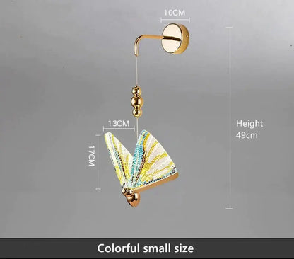 Gold and patterned butterfly led wall light for bedroom