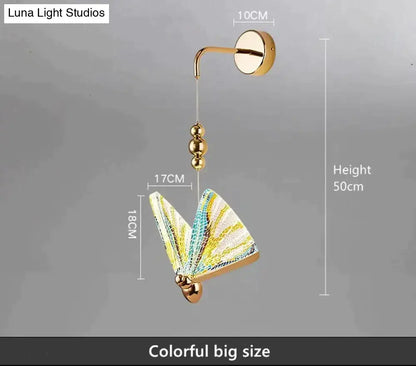 Gold and patterned butterfly led wall light for bedroom