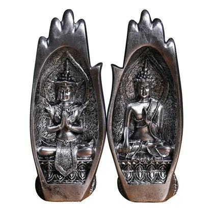 Gold and silver buddha hands monk figurine living room decor