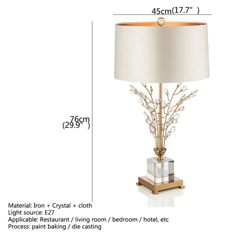Gold and silver crystal branch led desk lamp bedroom