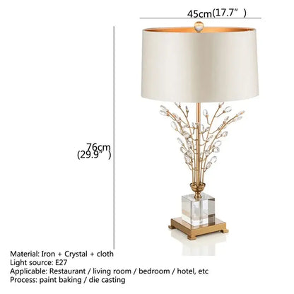 Gold and silver crystal branch led desk lamp bedroom