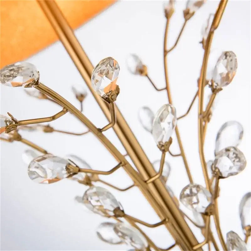 Gold and silver crystal branch led desk lamp bedroom