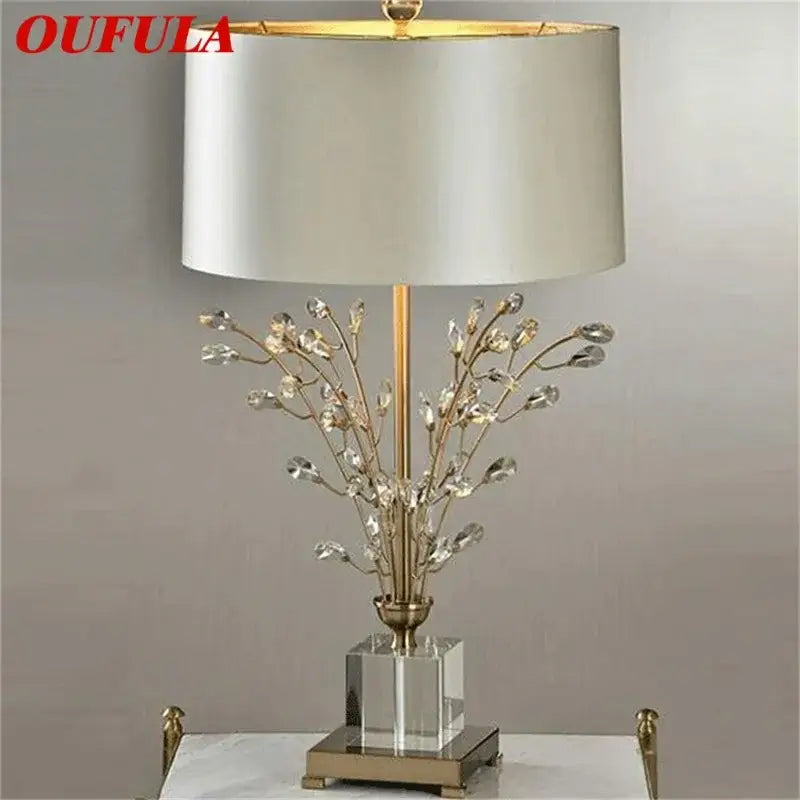 Gold and silver crystal branch led desk lamp bedroom