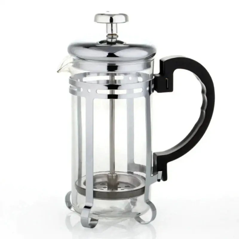 Gold and silver french press with black handle – kitchen teaware