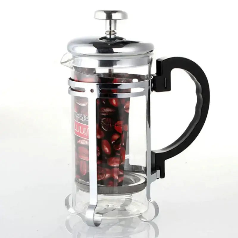 Gold and silver french press with black handle – kitchen teaware