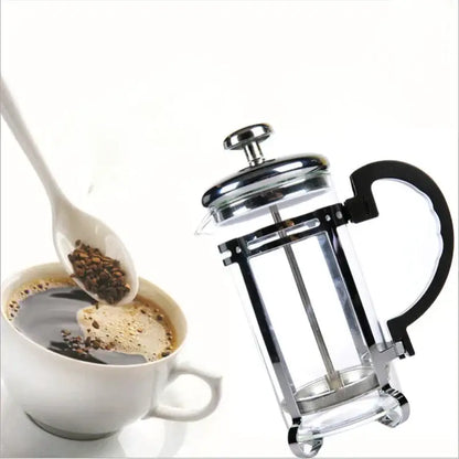 Gold and silver french press with black handle – kitchen teaware