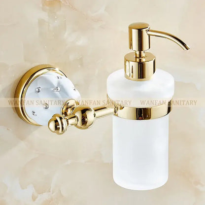 Gold and white crystal bath hardware set bathroom accessories