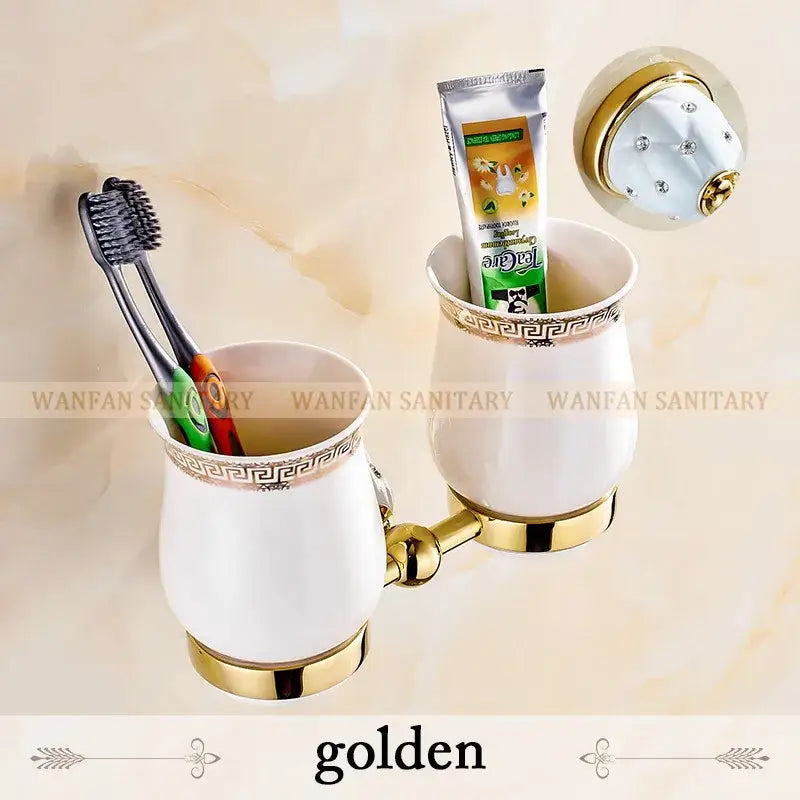Gold and white crystal bath hardware set bathroom accessories