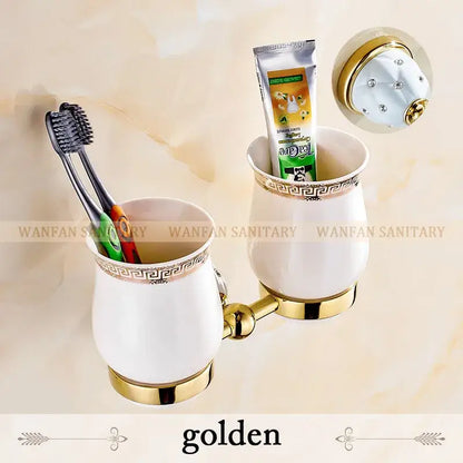 Gold and white crystal bath hardware set bathroom accessories