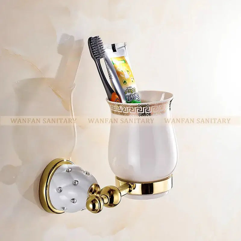 Gold and white crystal bath hardware set bathroom accessories