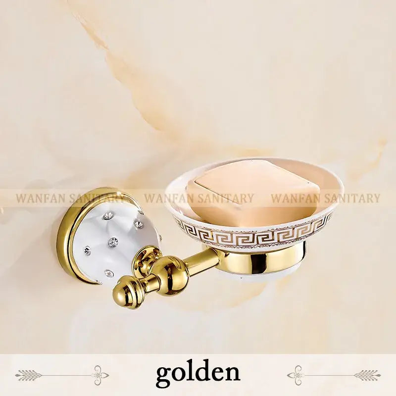 Gold and white crystal bath hardware set bathroom accessories
