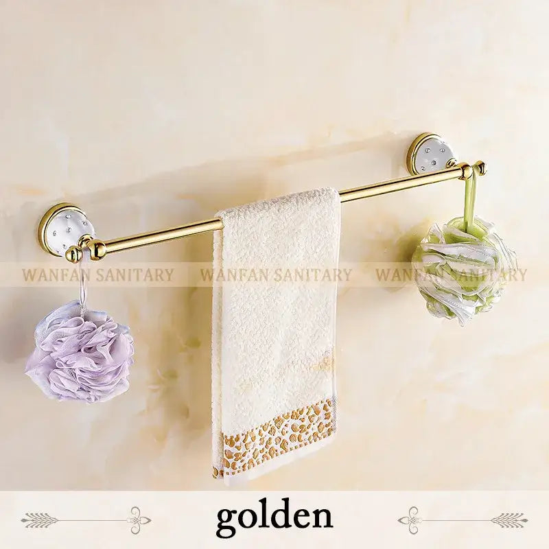 Gold and white crystal bath hardware set bathroom accessories