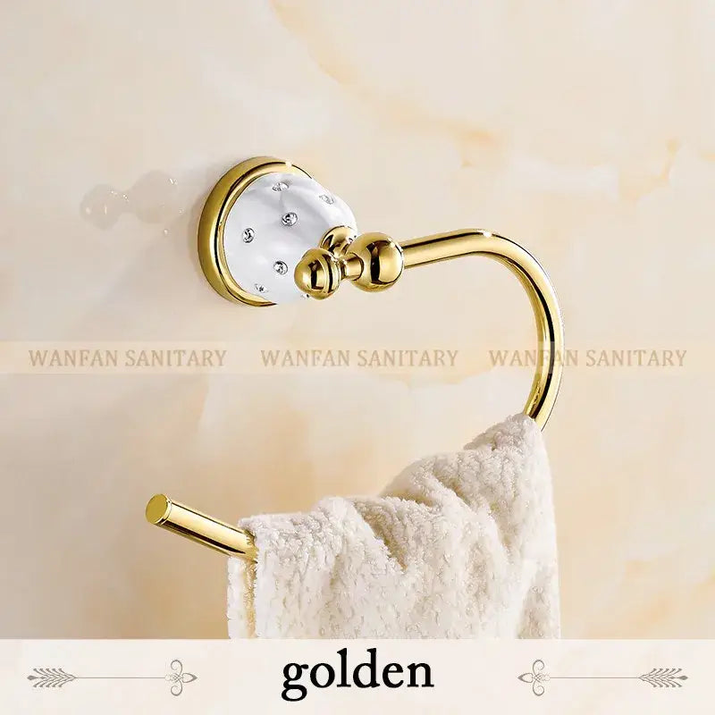 Gold and white crystal bath hardware set bathroom accessories