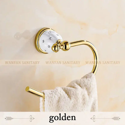 Gold and white crystal bath hardware set bathroom accessories