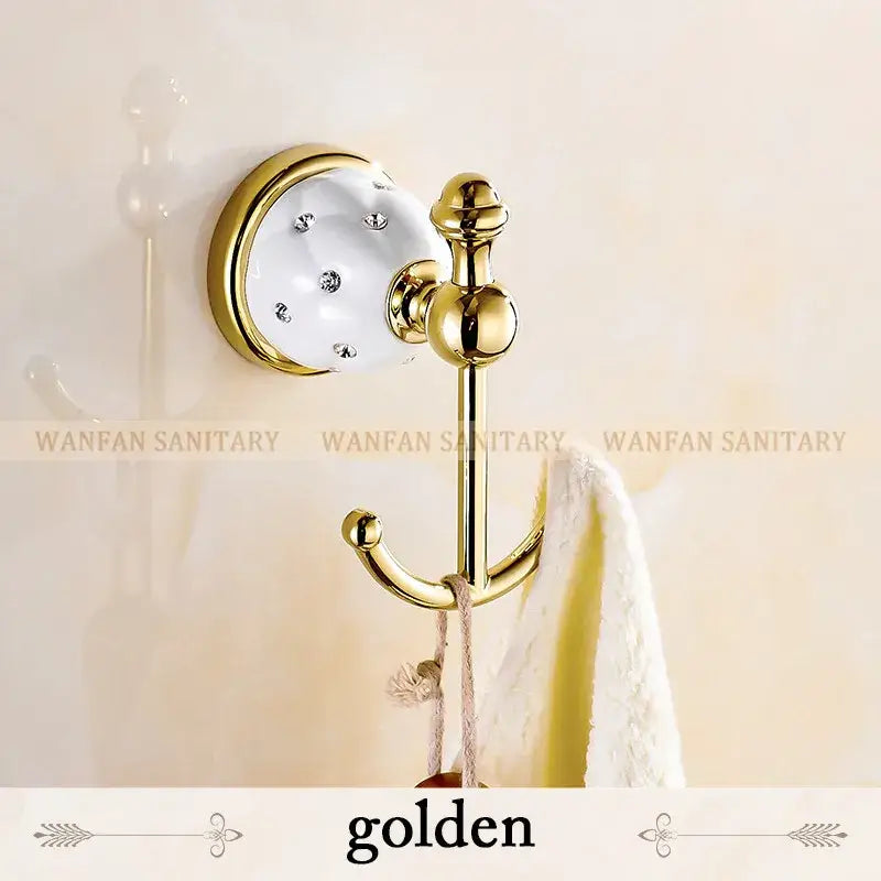 Gold and white crystal bath hardware set bathroom accessories