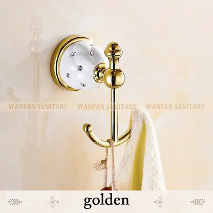 Gold and white crystal bath hardware set bathroom accessories