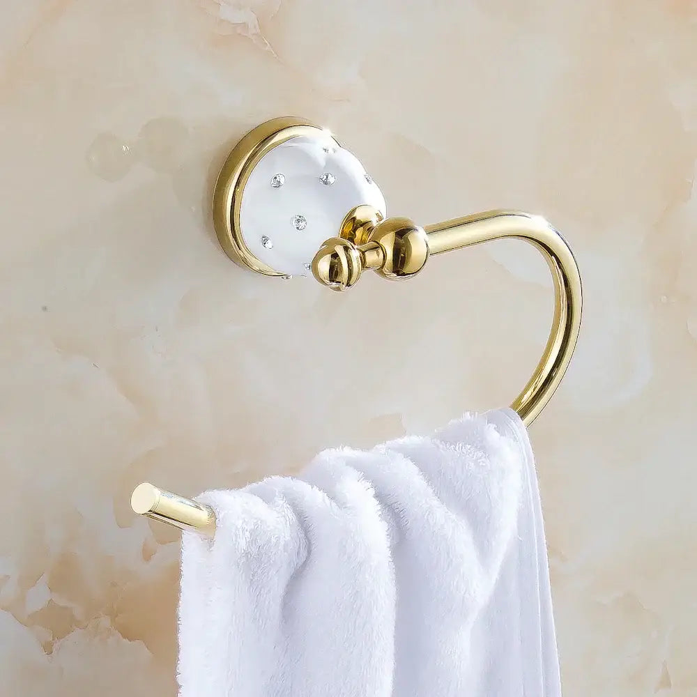Gold and white crystal bath hardware set bathroom accessories