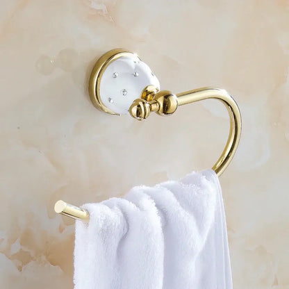 Gold and white crystal bath hardware set bathroom accessories