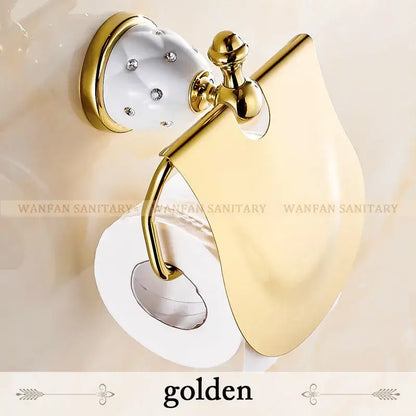 Gold and white crystal bath hardware set bathroom accessories