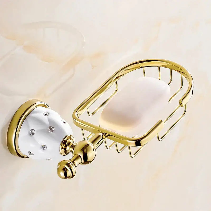 Gold and white crystal bath hardware set bathroom accessories