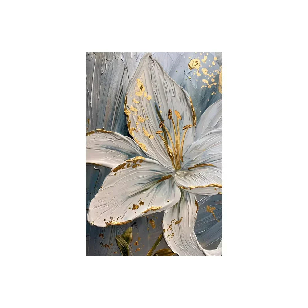 DecorBites™ Gold and White Floral 3D Canvas Wall Art