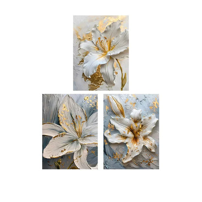 DecorBites™ Gold and White Floral 3D Canvas Wall Art