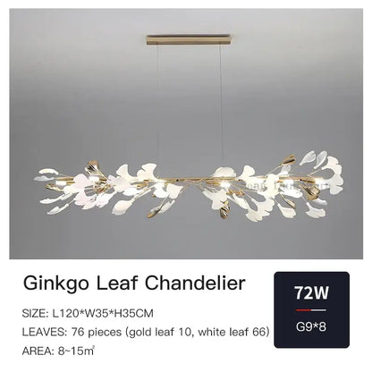 Gold and white ginkgo ceramic chandelier dining room light