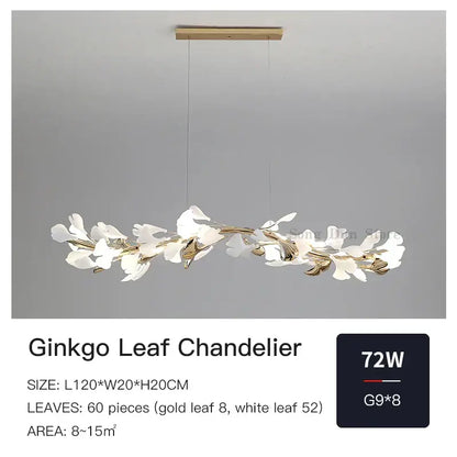 Gold and white ginkgo ceramic chandelier dining room light