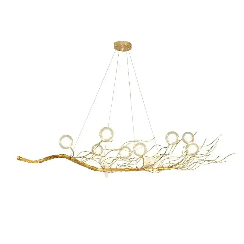 Gold and white iron branch led pendant chandelier dining room