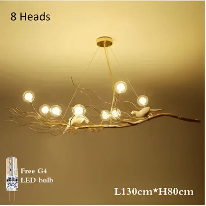 Gold and white iron branch led pendant chandelier dining room