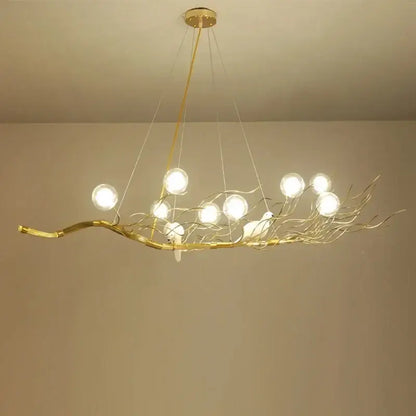 Gold and white iron branch led pendant chandelier dining room