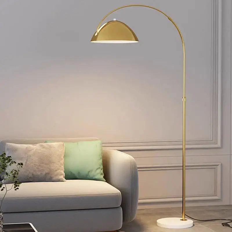 Gold arched designer marble floor lamp for living room lighting