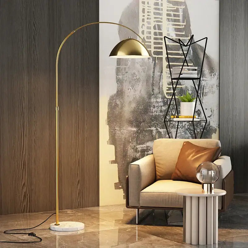 Gold arched designer marble floor lamp for living room lighting
